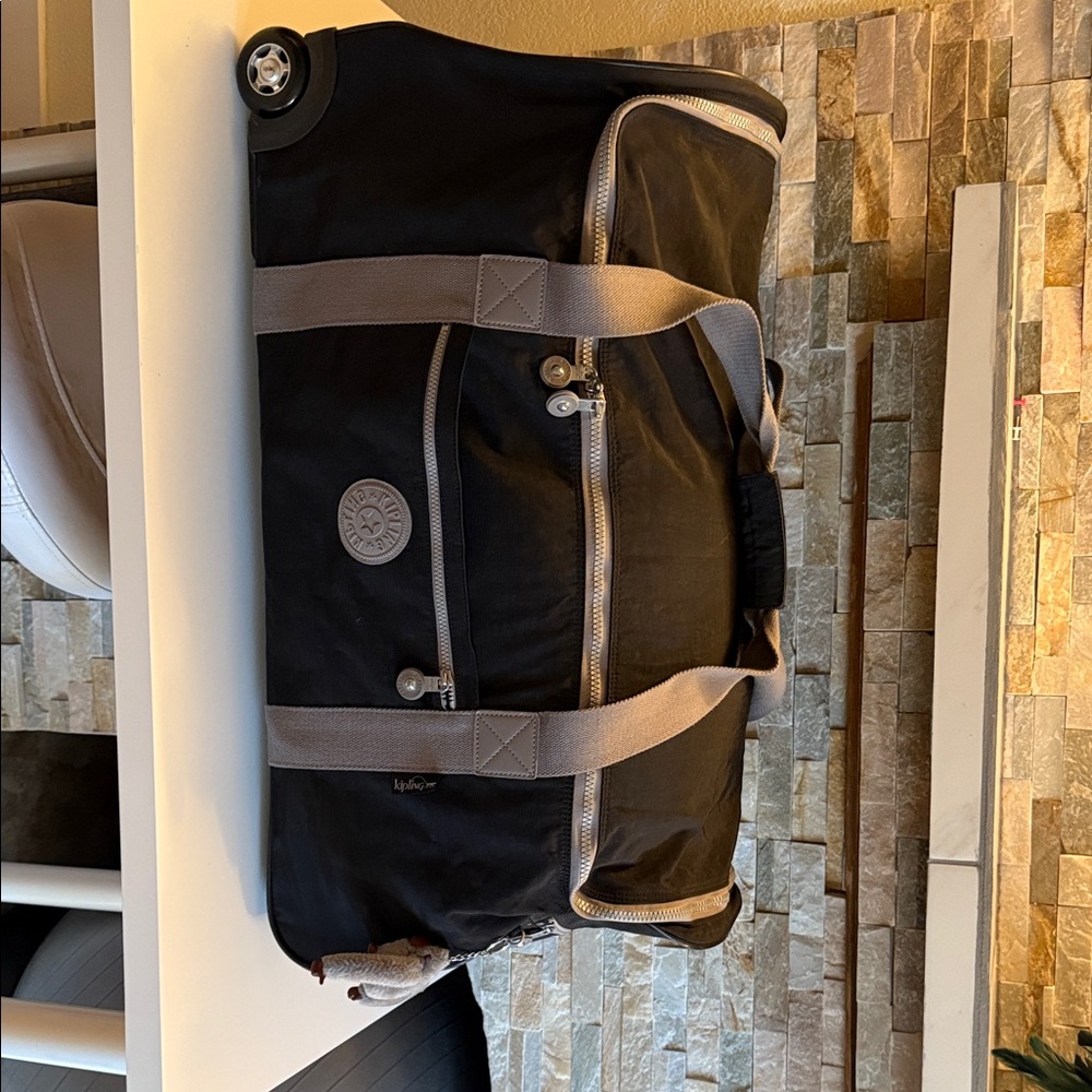 Kipling Black Duffel Bag with grey Accents
